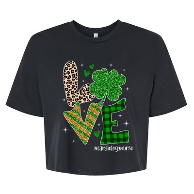 Love Cardiology Nurse Life Leopard Nurse St Patricks Day Gift Bella+Canvas Jersey Crop Tee