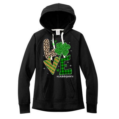 Love Cardiology Nurse Life Leopard Nurse St Patricks Day Gift Women's Fleece Hoodie