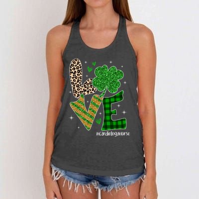 Love Cardiology Nurse Life Leopard Nurse St Patricks Day Gift Women's Knotted Racerback Tank