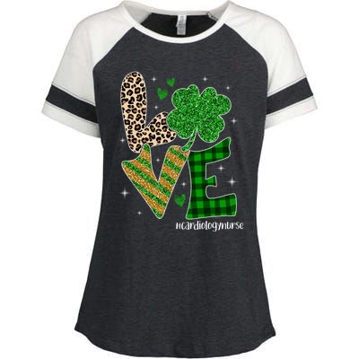 Love Cardiology Nurse Life Leopard Nurse St Patricks Day Gift Enza Ladies Jersey Colorblock Tee