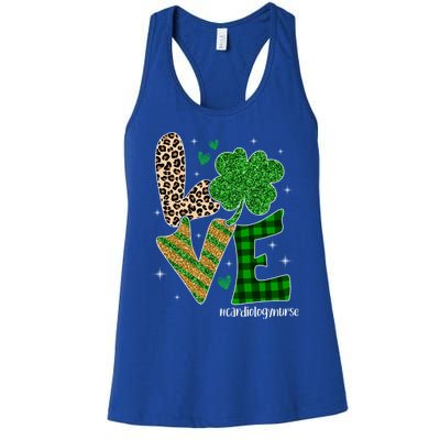 Love Cardiology Nurse Life Leopard Nurse St Patricks Day Gift Women's Racerback Tank