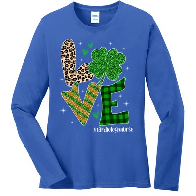 Love Cardiology Nurse Life Leopard Nurse St Patricks Day Gift Ladies Long Sleeve Shirt