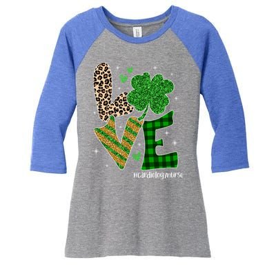 Love Cardiology Nurse Life Leopard Nurse St Patricks Day Gift Women's Tri-Blend 3/4-Sleeve Raglan Shirt