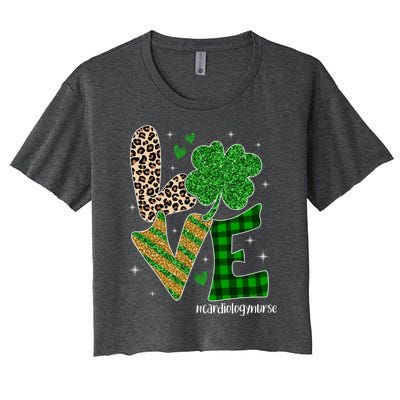 Love Cardiology Nurse Life Leopard Nurse St Patricks Day Gift Women's Crop Top Tee