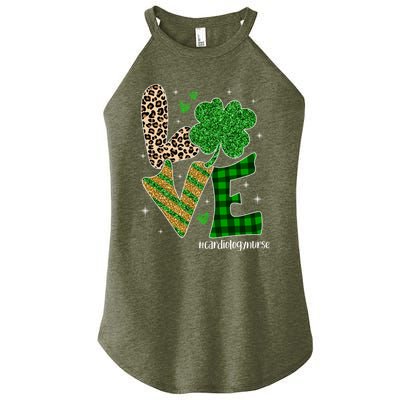 Love Cardiology Nurse Life Leopard Nurse St Patricks Day Gift Women’s Perfect Tri Rocker Tank