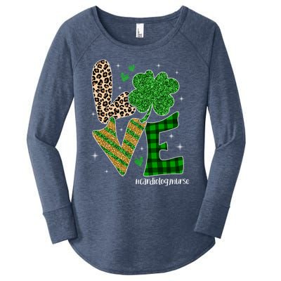 Love Cardiology Nurse Life Leopard Nurse St Patricks Day Gift Women's Perfect Tri Tunic Long Sleeve Shirt