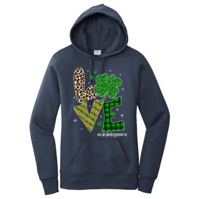 Love Cardiology Nurse Life Leopard Nurse St Patricks Day Gift Women's Pullover Hoodie