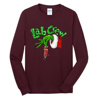 Lab Crew Nurse Merry Christmas Laboratory Xmas Pajamas Funny Tall Long Sleeve T-Shirt