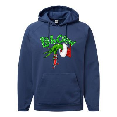 Lab Crew Nurse Merry Christmas Laboratory Xmas Pajamas Funny Performance Fleece Hoodie