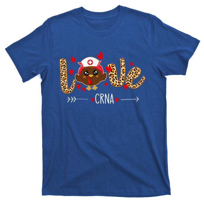 Love Crna Nurse Leopard Thanksgiving Cute Turkey Nursing Funny Gift T-Shirt