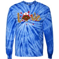 Love Crna Nurse Leopard Thanksgiving Cute Turkey Nursing Funny Gift Tie-Dye Long Sleeve Shirt