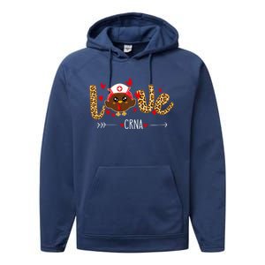 Love Crna Nurse Leopard Thanksgiving Cute Turkey Nursing Funny Gift Performance Fleece Hoodie