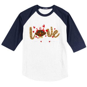 Love Crna Nurse Leopard Thanksgiving Cute Turkey Nursing Funny Gift Baseball Sleeve Shirt