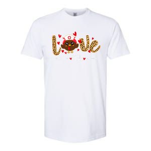 Love Crna Nurse Leopard Thanksgiving Cute Turkey Nursing Funny Gift Softstyle CVC T-Shirt