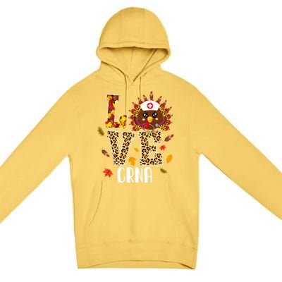 Love Crna Nurse Leopard Turkey Leopard Nursing Thanksgiving Funny Gift Premium Pullover Hoodie