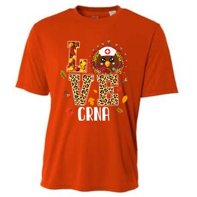 Love Crna Nurse Leopard Turkey Leopard Nursing Thanksgiving Funny Gift Cooling Performance Crew T-Shirt