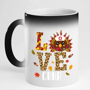 Love Crna Nurse Leopard Turkey Leopard Nursing Thanksgiving Funny Gift 11oz Black Color Changing Mug