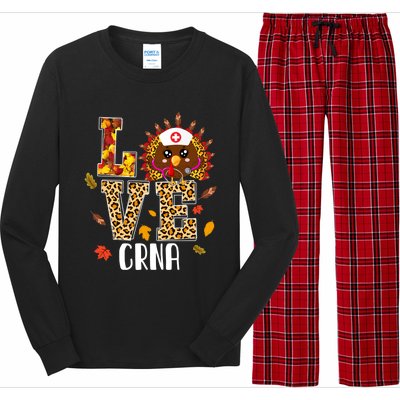 Love Crna Nurse Leopard Turkey Leopard Nursing Thanksgiving Funny Gift Long Sleeve Pajama Set