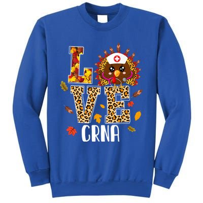 Love Crna Nurse Leopard Turkey Leopard Nursing Thanksgiving Funny Gift Sweatshirt