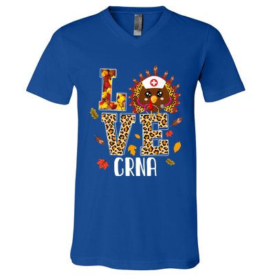 Love Crna Nurse Leopard Turkey Leopard Nursing Thanksgiving Funny Gift V-Neck T-Shirt