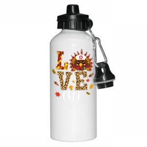 Love Crna Nurse Leopard Turkey Leopard Nursing Thanksgiving Funny Gift Aluminum Water Bottle