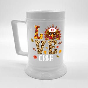 Love Crna Nurse Leopard Turkey Leopard Nursing Thanksgiving Funny Gift Beer Stein