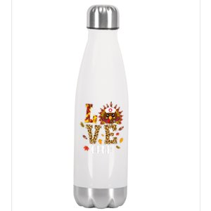 Love Crna Nurse Leopard Turkey Leopard Nursing Thanksgiving Funny Gift Stainless Steel Insulated Water Bottle