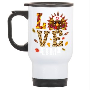 Love Crna Nurse Leopard Turkey Leopard Nursing Thanksgiving Funny Gift Stainless Steel Travel Mug