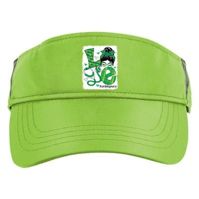 Love Cardiology Nurse Life Bleached Messy Bun Irish Nurse Great Gift Adult Drive Performance Visor