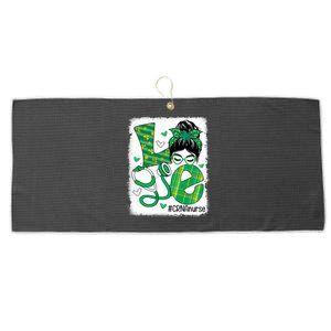 Love Crna Nurse Life Bleached Messy Bun Nurse Patricks Day Gift Large Microfiber Waffle Golf Towel