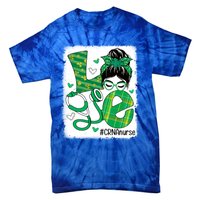 Love Crna Nurse Life Bleached Messy Bun Nurse Patricks Day Gift Tie-Dye T-Shirt