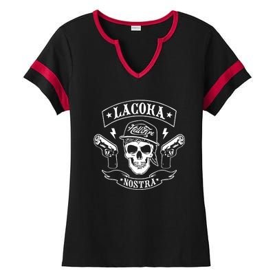 La Coka Nostra Skull Men Ladies Halftime Notch Neck Tee