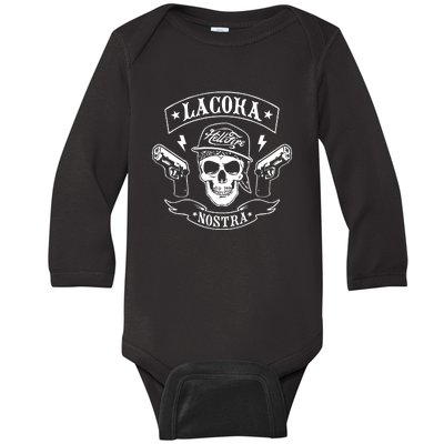 La Coka Nostra Skull Men Baby Long Sleeve Bodysuit