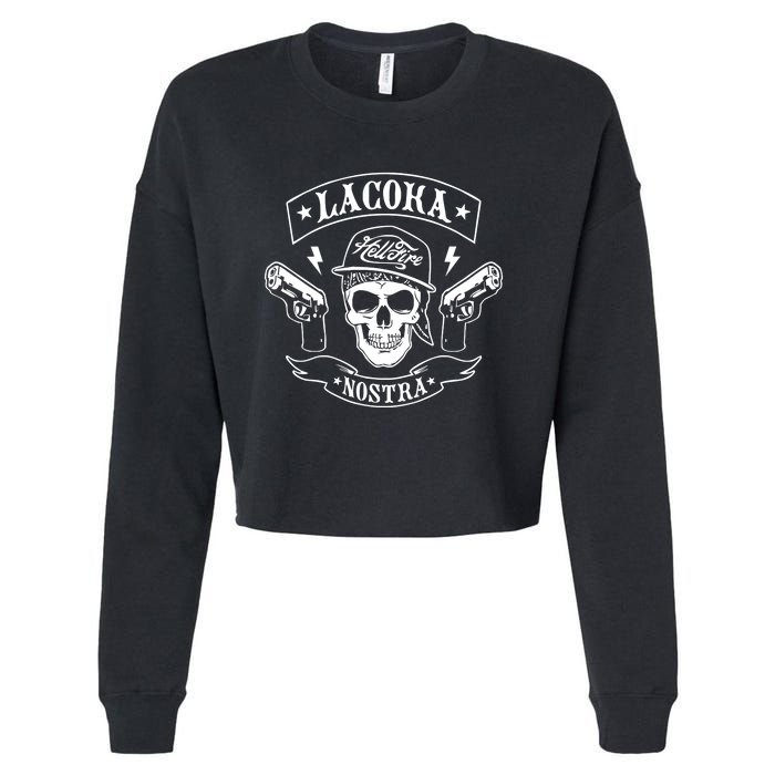 La Coka Nostra Skull Men Cropped Pullover Crew