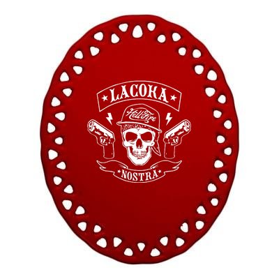 La Coka Nostra Skull Men Ceramic Oval Ornament