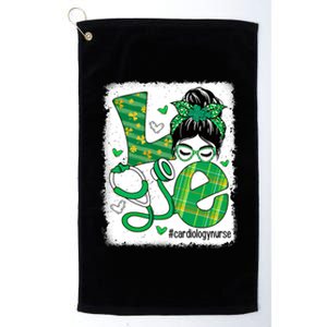 Love Cardiology Nurse Life Bleached Messy Bun Irish Nurse Funny Gift Platinum Collection Golf Towel