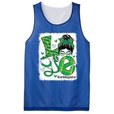 Love Cardiology Nurse Life Bleached Messy Bun Irish Nurse Funny Gift Mesh Reversible Basketball Jersey Tank