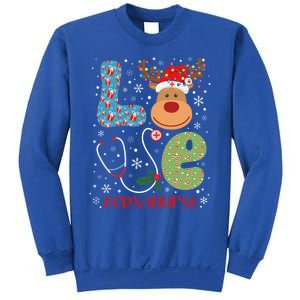 Love Crna Nurse Life Christmas Reindeer Xmas Nurse Scrubs Meaningful Gift Sweatshirt