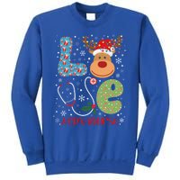 Love Crna Nurse Life Christmas Reindeer Xmas Nurse Scrubs Meaningful Gift Sweatshirt