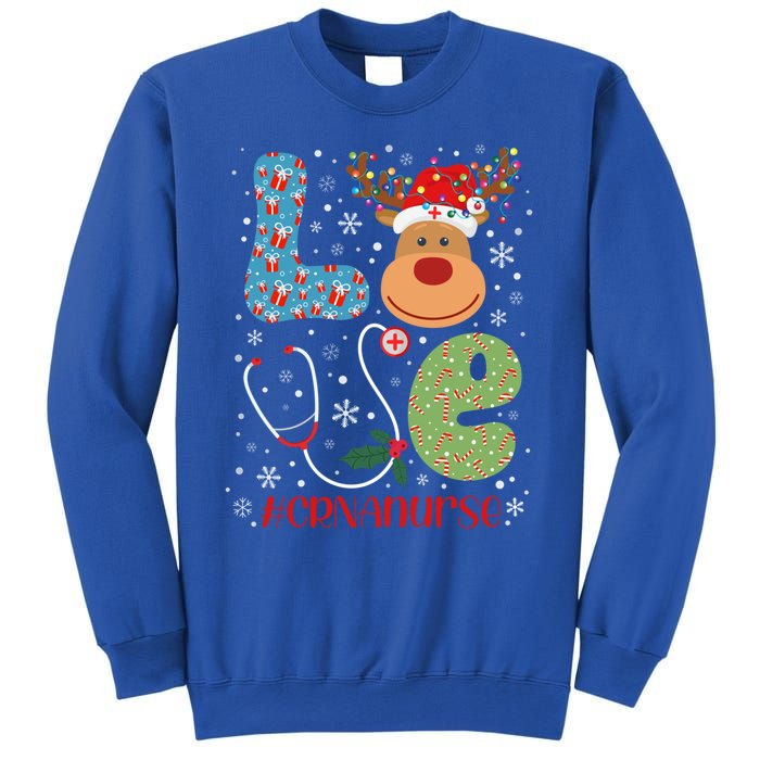 Love Crna Nurse Life Christmas Reindeer Xmas Nurse Scrubs Meaningful Gift Sweatshirt