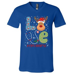 Love Crna Nurse Life Christmas Reindeer Xmas Nurse Scrubs Meaningful Gift V-Neck T-Shirt