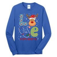 Love Crna Nurse Life Christmas Reindeer Xmas Nurse Scrubs Meaningful Gift Tall Long Sleeve T-Shirt