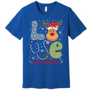 Love Crna Nurse Life Christmas Reindeer Xmas Nurse Scrubs Meaningful Gift Premium T-Shirt