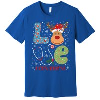 Love Crna Nurse Life Christmas Reindeer Xmas Nurse Scrubs Meaningful Gift Premium T-Shirt