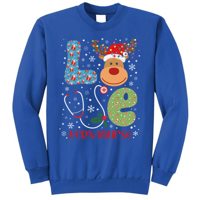 Love Crna Nurse Life Christmas Reindeer Xmas Nurse Scrubs Meaningful Gift Tall Sweatshirt