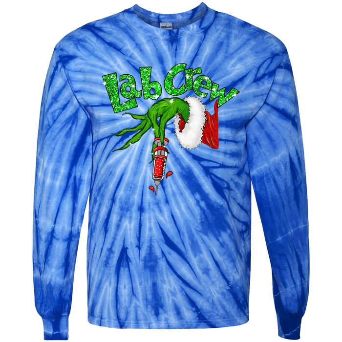 Lab Crew Nurse Merry Christmas Laboratory Xmas Pajamas Tie-Dye Long Sleeve Shirt