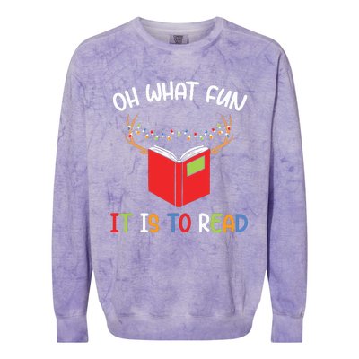 Librarian Christmas Oh What Fun Books Gift Funny Xmas Holiday Colorblast Crewneck Sweatshirt