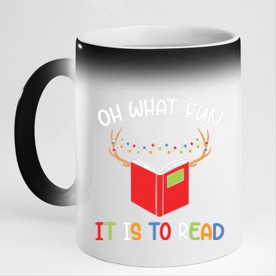 Librarian Christmas Oh What Fun Books Gift Funny Xmas Holiday 11oz Black Color Changing Mug