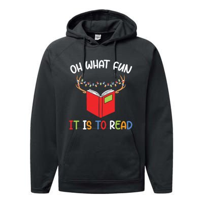 Librarian Christmas Oh What Fun Books Gift Funny Xmas Holiday Performance Fleece Hoodie