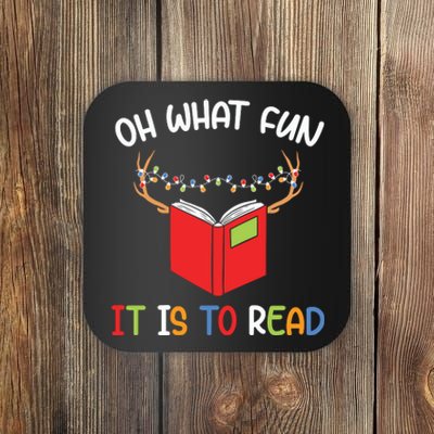 Librarian Christmas Oh What Fun Books Gift Funny Xmas Holiday Coaster